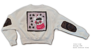izzy & me OOAK designer sweatshirt crewneck size xsmall shabby chic design 004