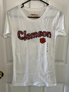 PRESSBOX CLEMSON TIGER WEISSES SHIRT GR. L LARGE NEU MIT ETIKETT AUFGENÄHTE BUCHSTABEN PAISLEY - Bild 1 von 5