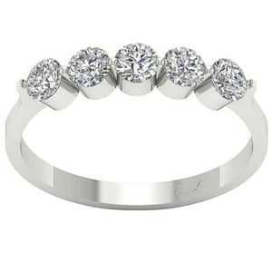 Five Stone Wedding Ring 1.01 Carat I1 G Natural Diamond White Yellow Rose Gold - Picture 1 of 8