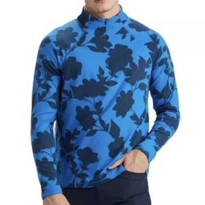 G/FORE Men’s 1/4 Zip Golf Pullover Mid Layer Size Medium Long Sleeve Blue Floral - Bild 1 von 13