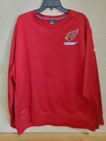 NIKE ARIZONA CARDINALS THERMA FIT NFL RED PULLOVER ON FIELD SWEATSHIRT MENS 3XL Cover