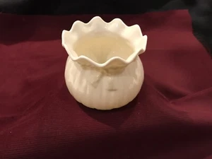 Belleek ribbon sugar bowl, ivory color 6th mark green 1965-1980 - Picture 1 of 8