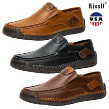 Mens Moccasins Handmade Casual Walking Flat Leather Loafers Office Dress Shoes