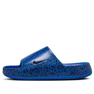 Size 15 Nike Calm Slide Safari Print Racer Blue Black Obsidian Mens HF1067-400 - Picture 1 of 7