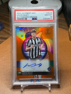 Lewis Miley 2023-24 Topps Finest UEFA #ALW orange refractor RC auto 19/25 PSA 10 - Image 1 of 2