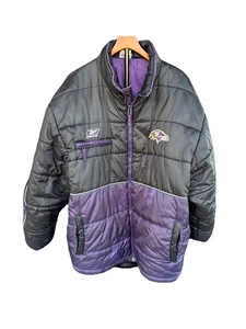 VTG 90s NFL BALTIMORE RAVENS REEBOK JACKET Full Zip 2XL Embroidered Sleeves - Picture 1 of 21