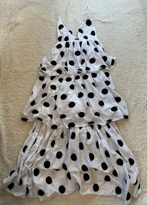 Vestido Mara Hoffman Bari Blanco/Negro Lunares Volantes en Niveles Maxi Algodón Org XS Foto 1 de 4