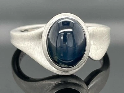 RING GR.17 (CA. 53) 925/SILBER RHOD. MIT STERNSAPHIR BEH. SILBERZEIT SCHMUCKJAGD - Bild 1 von 3