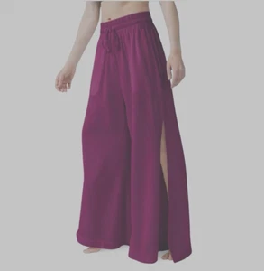 NUEVO CON ETIQUETAS Pantalones Savvi Para Mujer XL Borgoña Maeve Pierna Ancha Largo Completo Dobladillo Dividido NUEVO - Imagen 1 de 9