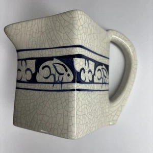 Vintage Dedham Pottery Bunny Rabbit Square Blue White Large Creamer Vase - Picture 1 of 15