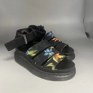 Doc Marten's Clarissa Floral Hawaiian Sandals UK Size 3 Black Leather - Picture 1 of 17