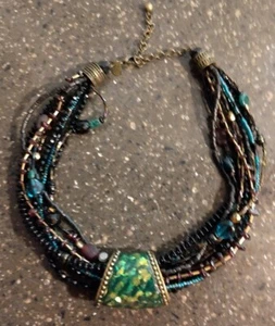 Chicos Statement Collana Ciondolo Verde Grosso Multicolore Perline e Fili - Foto 1 di 7