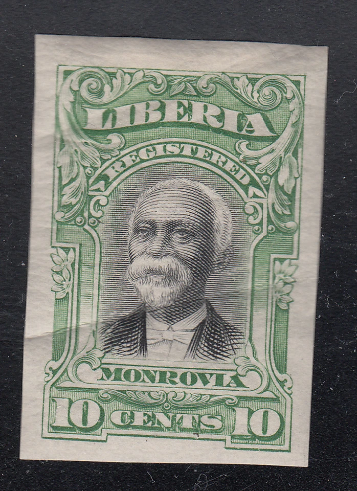 Liberia # F13 Color Proof in Green on Paper (Full OG) (crease) - Image 1 of 1