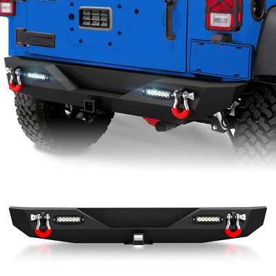 For 07-2018 Jeep Wrangler JK JKU Unlimited Rear Bumper + D-Rings Paintable Armor - Image 1 of 4