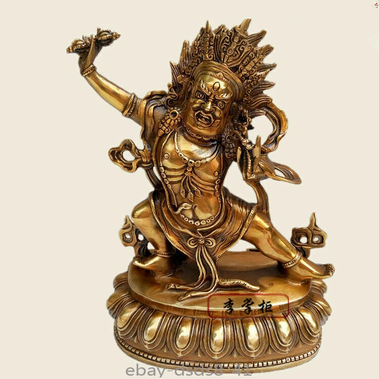 Tibetan Black Vajra Vajrapani Buddhist Handmade Brass Buddha Statue - Image 1 of 4