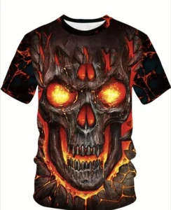 New Gothic Graphic Tee Grim Reaper LAVA T-Shirt Black Men's L - Picture 1 of 6