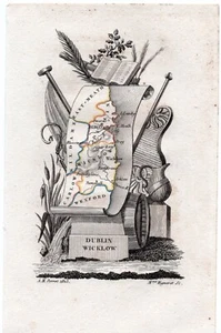 1823 A. M. Perrot Antique County Map, Dublin, Wicklow, Ireland - Picture 1 of 1