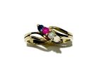 Bolzano 10kt White Gold Sapphire Ruby Moonstone & Opal Ring size 7.