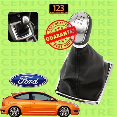 POMELLO + CUFFIA CAMBIO MARCE  FORD FOCUS II - 5 MARCE - GRIGIO E NERO - Immagine 1 di 4