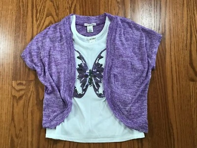 Cárdigan púrpura de 2 piezas con adorno blanco talla S de autoestima para niñas en muy buen estado Foto 1 de 4