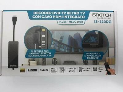 DECODER DIGITALE TERRESTRE DVB-T2 RETRO TV CON CAVO HDMI USB GBC isnatch