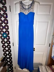 Decode 1.8 Blue Beaded Mesh Homecoming Prom Gown Size 2 GREAT CONDITION - Picture 1 of 5