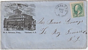 Vineland NJ Advt cover Baker House on blue cover Vineland NJ cl 3ct (g22) - Picture 1 of 2