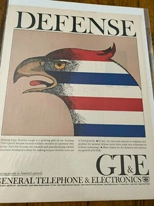 Vintage 1964 General Telephone & Electronics Defense Red White & Blue Eagle ad - Imagen 1 de 1