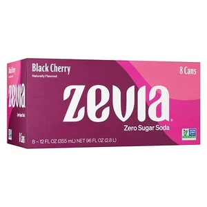Zevia Zero Sugar Soda, Black Cherry, 12 Ounce Cans (Pack 12 Fl Oz of 8) - Picture 1 of 6