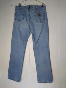 Carhartt Jeans Mens 37x31 Light Wash Blue Relaxed Fit Straight Leg Denim Cotton  - Picture 1 of 8