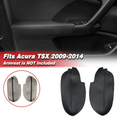 Fits 2009 2010 2011-2014 Acura TSX Front Door Panels Armrest Vinyl Cover Black - Image 1 of 4