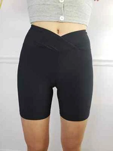 TQ Womens Ribbed V Waist Biker Shorts 2X-LARGE High Waist Athletic Yoga Workout - Picture 1 of 24