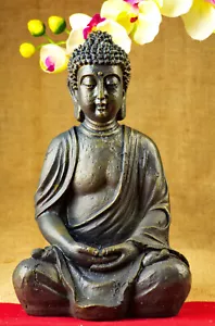 Statua Feng Shui 30 cm seduta Buddha Thai in bronzo colorato - Foto 1 di 5