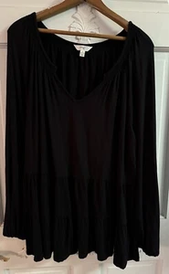 Terra & Sky Übergröße schwarz Tunika Top 1X weich Stretch Longline Basic Lagenlook - Bild 1 von 3