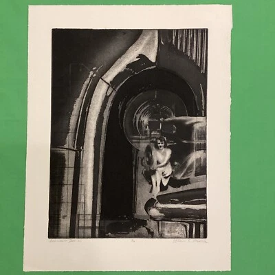 COCHE, AUTOMÓVIL, MUJER, FIGURA grabado, nostalgia, antiguo, arte original Foto 1 de 4