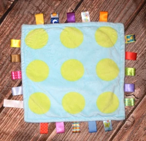 Taggies Lovey Blue Green Circles Polka Dot Baby Security Blanket Soother Sensory - Picture 1 of 5