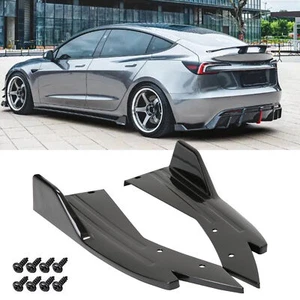 Rear Bumper Diffuser Splitter Spoiler Lip ABS Chin For Tesla Model 3 Y 2016-2022 - Picture 1 of 12