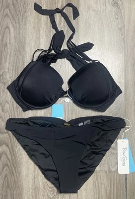 Beach Bunny Kennedy Push Up Bikini Top & Kate Full Bottoms Size 3X NWT Black Rib - Image 1 of 4