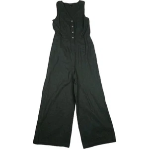 Who What Wear Jumpsuit Sleeveless Button Front Small Green Wide Leg Linen Look - Picture 1 of 11