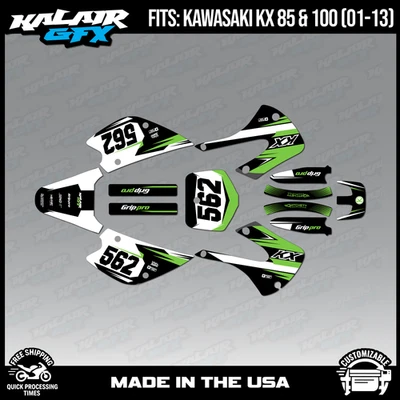 Kit de gráficos Kalair GFX para Kawasaki KX85 KX100 (2001-2013) verde quântico - Imagem 1 de 4