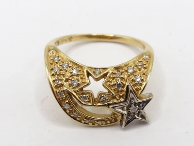 LADIES "SONIA B" 14k YELLOW GOLD SHOOTING STAR RING w 22 S.C. DIAMONDS SZ: 7.75* - Image 1 of 4