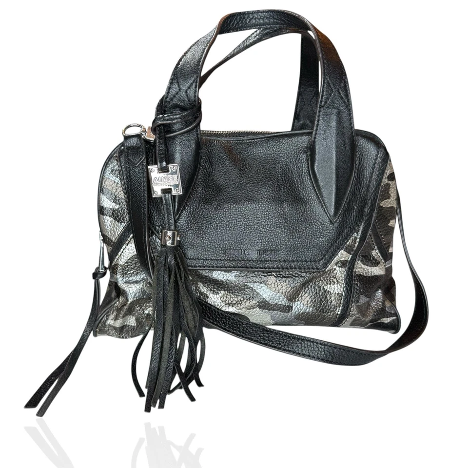 Bolso de Mano Aimee Kestenberg Cuero Mano/Hombro Metálico Camuflaje Negro Diseño Y2K Foto 1 de 4