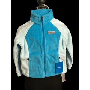Columbia Full Zip Fleece Jacket Youth Size XS Blue Zip Pockets NWT $45 - Picture 1 of 7