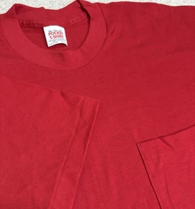 Camiseta Vintage Bolsillo Puntada Única Para Hombre XL 46-48 Roja Sólida Manga Corta EE. UU. - Imagen 1 de 10