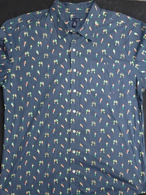 GAP Love Birds Parrots Men's XXL Slim Fit  Button Down Blue - Image 1 of 4
