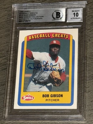 Bob Gibson Collection Signed 1990 Swell Baseball Greats Cardinals (BGS 10 AUTO) - Image 1 of 3