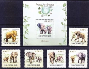 Mozambique 2010 MNH MS+6v, Elephants, Environment, Forest Fire, Animals - Picture 1 of 1
