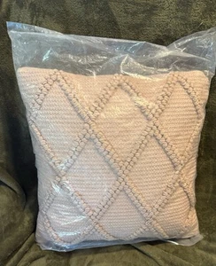 Mina Victory Life Styles 18x18" Cotton Diamond Lattice Throw Pillow - Blush Pink - Picture 1 of 7