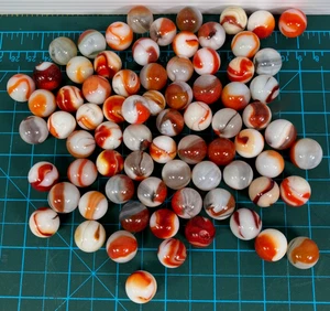 Vintage Large Lot Glass Swirl Patches Tiger Eye Red Orange White Marble Agate - Picture 1 of 15