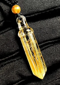 5,2g Top Natur Gold Rutil Haar Kristall Quarz Anhänger Reiki Heilung Geschenk - Bild 1 von 7